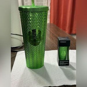 Green Starbucks tumbler